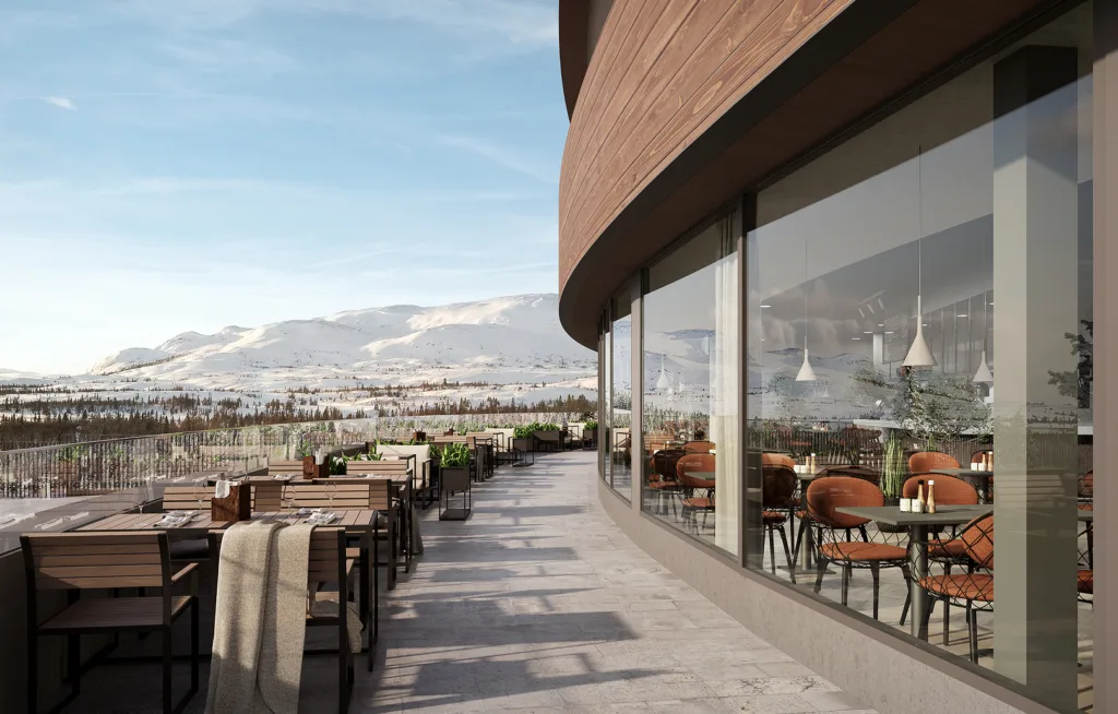 Vy från Ullådalsstugans uteserveringen